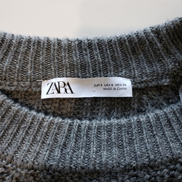 Zara Crew Neck Chunky Knit with Plaid details - Picture 9 of 10